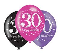 amscan 9900876 - Palloncini in lattice per 30° compleanno, 27 cm, 6 pezzi
