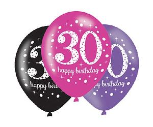 amscan 9900876 - Palloncini in lattice per 30° compleanno, 27 cm, 6 pezzi