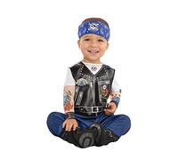 amscan 9900881 - Costume da motociclista con maniche e cappello, età 6-12 mesi, 1 pezzo