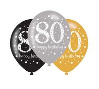 Amscan 9900974, Confezione da 6 palloncini in lattice, 80 anni