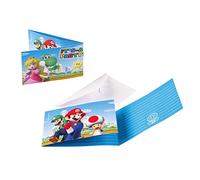 Amscan 9901543 - Biglietti d'invito Super Mario con buste, 8 pezzi, formato 7,9 x 14,1 cm, compleanno bambini, festa a tema