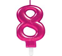 Amscan Candela numero 8 9901776 scintillante rosa metallizzato 9,3 cm