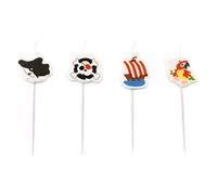 amscan 9902128 - Set di 4 Candele a Forma di Pirata, Multicolore