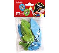 amscan 9902174-6 Palloncini in Lattice, Motivo: Pirati, Colore: Blu/Verde