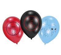 Amscan 9902881 - Palloncini in lattice Miraculous, 6 pezzi, blu/rosso/nero