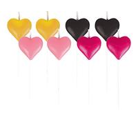 amscan 9903128-8 Mini Candele a Forma di Cuore, Colore: Rosa/Oro/Rosa/Nero
