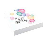 Amscan 9903711 - Tovaglioli Happy Birthday, 20 pezzi, 33 x 33 cm, colore pastello