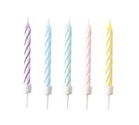 Amscan 9904360-10 candele a spirale Pastel Rainbow, altezza 6,3 cm, decorazione