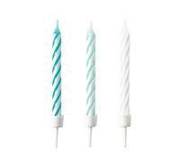 Amscan 9904365 - Candele di compleanno, 10 pezzi Aqua Glamor, candele per torta di compleanno per bambini