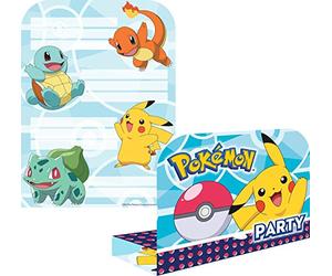 Amscan 9904829 - Biglietti d'invito Pokemon con buste, 8 pezzi