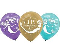 Amscan 9905202 - Palloncini in lattice da 28 cm, confezione da 6, per feste a tema sirena