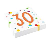 amscan 9906762 - Tovaglioli di Carta per Il 30° Compleanno con coriandoli - Confezione da 20