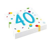 amscan 9906763 - Tovaglioli coriandoli per 40° Compleanno, Confezione da 20