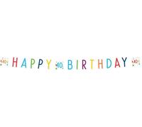 Amscan 9906769 - Catena party coriandoli compleanno 40, dimensioni 180 x 13,8 cm, bianca con coriandoli, scritta HAPPY BIRTHDAY e 3 x il numero 40, in carta, compleanno rotondo, decorazione, ghirlanda