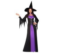 amscan 9908295 Costume da strega viola classico da donna per adulti, costume di Halloween e cappello per la settimana del libro, taglia UK 16-18