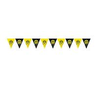 Amscan 9908535 - Catena di bandierine BVB, dimensioni 400 x 19,5 cm, Borussia Dortmund, in plastica, bandierine, ghirlanda, decorazione appesa, calcio, festa, tifoso, compleanno