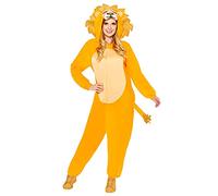 amscan 9908780 - Costume intero da leone con cappuccio, per adulti, taglia standard
