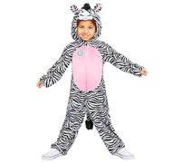 amscan 9908799 - Costume intero da zebra, con cappuccio, per bambini, età: 4-6 anni