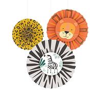 Amscan 9909361 - Ventaglio decorativo Get Wild, 6 pezzi, carta, safari, decorazione da appendere