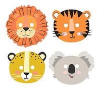 amscan 9909362 - Masken Get Wild, 8 pezzi, carta, Safari, festa a tema, compleanno per bambini