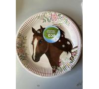 amscan 9909874-66 - Set di 8 piatti Beautiful Horses, diametro 22,8 cm, carta, cavalli, piatti di carta, piatti di carta, piatti da festa, stoviglie usa e getta, compleanno per bambini