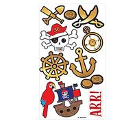 Amscan 9909917 - Set di tatuaggi pirata, 11 pezzi, adesivi per la pelle, regalo di compleanno per bambini, festa a tema