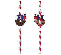 Amscan 9909923 - Cannucce di carta, motivo pirati, confezione da 8, decorazione da tavola, per compleanno, carnevale, feste a tema