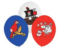 Amscan 9909926 - Palloncini in lattice pirata, 6 pezzi, dimensioni circa 27,5 cm, con motivi, decorazione per feste di compleanno per bambini, carnevale, feste a tema