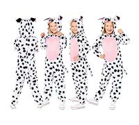 amscan 9910083 Dog Print Onesie Costume 10-12 Years Vestire, Nero, Bianco e Rosa Anni Bambina