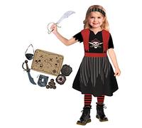 amscan 9911445 - Costume da pirata per bambine 3-4 anni, multicolore