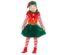amscan 9912312 - Costume da elfo di Natale per bambina, 3-4 anni