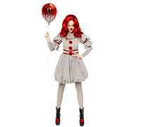 amscan 9912531 Costume da donna Pennywise il clown IT Costume da circo Halloween horror (UK 8-10)
