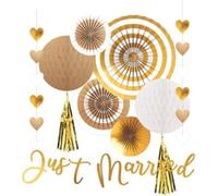 Amscan 9913247 - Decorazione per matrimonio Just Married, set di 9 pezzi con decorazione da appendere