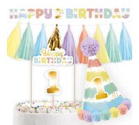 amscan 9913414 - Set per Feste per Il 1° Compleanno, Arcobaleno, 4 Pezzi