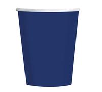 amscan 9915403-209-66 - Bicchieri di carta riciclabili ecologici blu navy - Confezione da 8