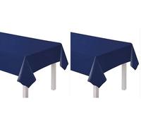 amscan 9915405-209 - Tovaglia in plastica riutilizzabile ecologica, 2,74 m, blu navy (Confezione da 2)