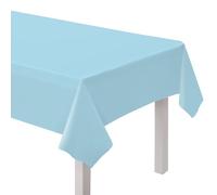 amscan 9915405-218 - Copritavolo in plastica ecologica e riutilizzabile, 2,74 m, colore: azzurro cielo trasparente