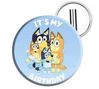 amscan- Distintivo per Feste con Licenza Ufficiale Bluey It's My Birthday, 6 cm, Multicolore, Taglia unica, 9915648
