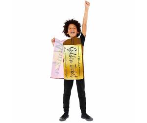 amscan 9916196 - Costume ufficiale Roald Dahl Golden Ticket Wonka Bar Giornata Mondiale del Libro per bambini Età: 3-7 anni
