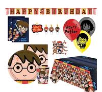 Amscan 9917094 - Set per feste Harry Potter Kawaii, 53 pezzi, stoviglie usa e getta e decorazione, compleanno per bambini
