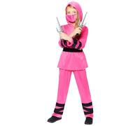 Amscan 9918145 - Girls Pink & Black Ninja Fancy Dress Costume con maschera: 6-8 anni