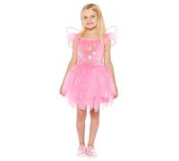 Amscan 9918390 - Vestito da fata rosa per bambine con corpetto e ali 3D, costume per bambini, età: 6-8 anni