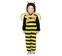 Amscan 9919063 - Unisex Bee Fleece Hooded Zip-up Onesie with Wings Kids Fancy Dress Costume Età: 6-8yrs