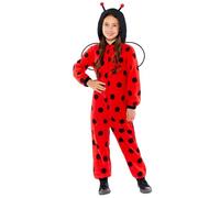 Amscan 9919066 - Costume da coccinella unisex in pile con cappuccio e ali per bambini, età: 3-4 anni