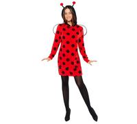 Amscan 9919083 - Costume da coccinella in pile da donna, con cappuccio e ali, taglia S/M