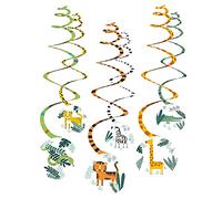 amscan- Animali Get Wild Animals 9909360-Decorazioni a Spirale da Appendere, Confezione da 6, Multicolore, Medium, 9909360