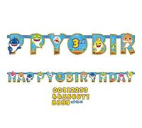 Amscan Striscione Baby Shark con lettere Add-an-Age 1 pezzo Blu