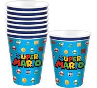 Amscan Bicchieri multicolore Super Mario Brothers (255 g) - Confezione da 8 bicchieri a tema durevoli e riutilizzabili, perfetti per feste per bambini