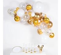 amscan-Birthday Balloons 9910293-Kit ghirlanda di palloncini fai da te oro e bianco, medium, 9910293