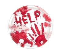 Amscan Bloody Good Time Round Paper Plates - 7", White/Red, 20 pcs